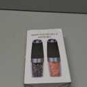 Battery Operated Salt And Pepper Grinder Set with LED Light, Automatic Electric Gravity Salt And Pepper Shakers Set, Each 6 AAA Batteries Needed, Adjustable Roughness, 2 Pack (Black)