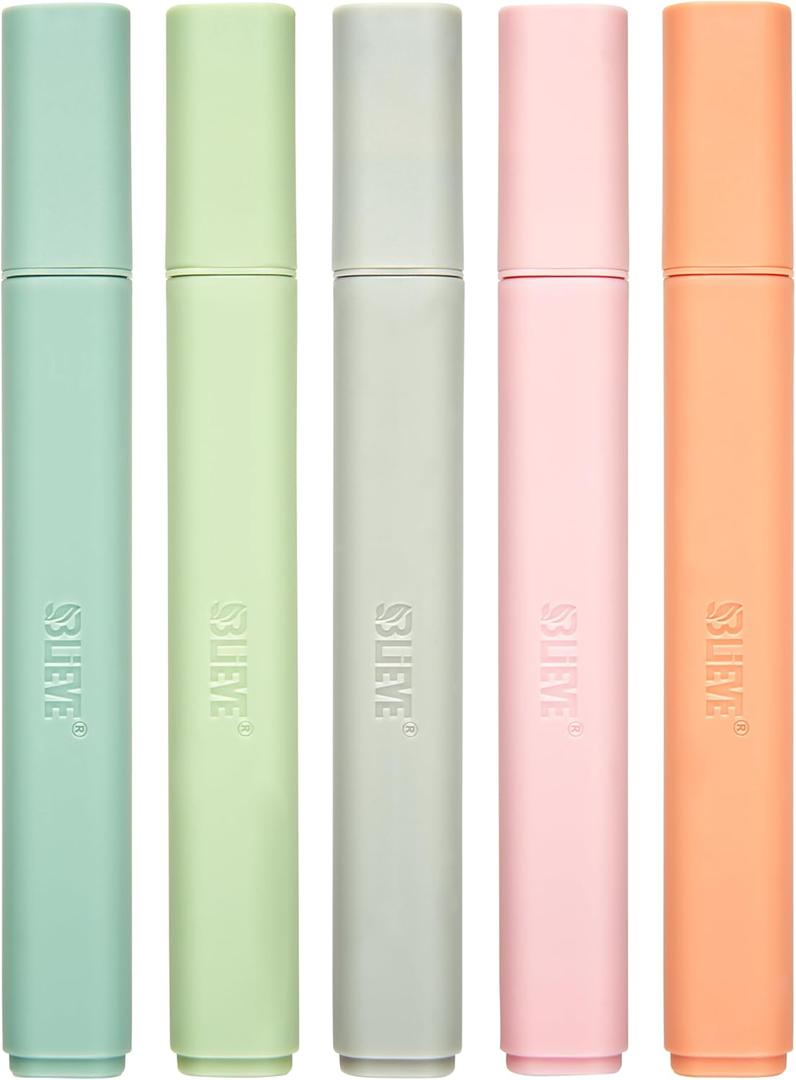 BLIEVE- Aesthetic Highlighters No Bleed Through Assorted Colors, Cute Highlighter For Journaling Office Supplies And Accessories, Bible Highlighters And Pens No Bleed Chisel Tip (PASTEL)