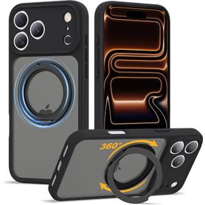 Compatible with iPhone 17 Pro Max Case with Magnetic Ring Stand [Compatible with Mag-Safe] [Military-Grade Protection] 17 Pro Max Phone Case 6.9",Black