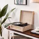 Coryphaeus Vinyl Record Player 3-Speed Bluetooth Input and Output Built-in Speakers with Magnetic Cartridge Auto Off (Flora Engraved)