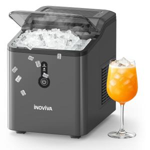 INOVIVA Nugget Ice Makers Countertop – 6 Mins Fast Ice Production, FLASHCHILL™, 26.5 LBS/Day, Self-Cleaning, Compact Portable Design, Ideal for Home, Office & Parties