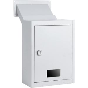 Through The Wall Drop Box with Combination Lock, 16.5" x 12.5" x 6" Adjustable Chute Deposit Safe Mail Box, Rainproof Mail Slots Walls Thickness 2.8 to 7.9 for Home Office Apartment (Gray)