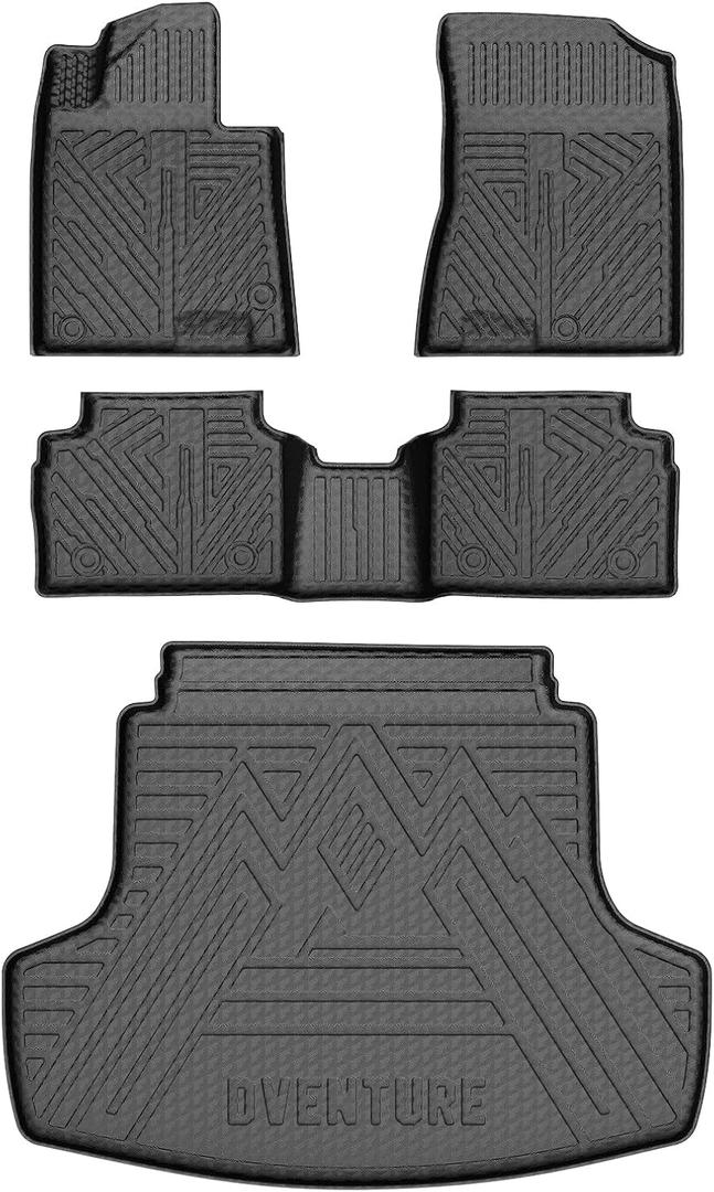 Mixsuper Liner Cargo Liner Floor Mats for Hyundai Sonata 2020-2026 (Only Fit FWD & Gas) / Kia K5 2021-2026 (Only Fit FWD), All Weather Trunk Mat and 2 Row Floor Liners Set Black
