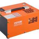 VEVOR PCP Air Compressor, 4500PSI Portable PCP Compressor, 12V DC/110V AC PCP Airgun Compressor Manual-stop, w/External Power Adapter, Built-in Fan, Suitable for Paintball, Air Rifle, Scuba Bottle (Solar Orange)