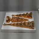 Funnymoom 3 Pack Glass Christmas Trees Lighted Christmas Tree Tabletop Glitter Christmas Centerpieces Decoration Glass Xmas Tree Holiday Figurines Ornament for Tables Mantle Holiday Fireplace(Gold)