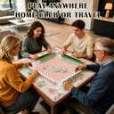 Pink Tropical Island Mahjong Mat for Table with Rules | 31.5x31.5 Inch; waterproof neoprene surface, non-slip backing, rules guide for smooth palm beach American mah jongg play