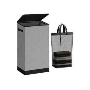 SOLEDI Laundry Hamper with Lid 100L Large & Tall Collapsible Laundry Basket, Clothes Hamper with Bag Removable Easy to Carry, Dirty Hampers for Bedroom, Bathroom, Dorm, College, Grey