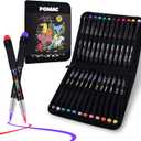 POMAC Acrylic Paint Markers Pens Brush Tip, 24 Assorted Colors Drawing Liquid Paint Marker Waterproof, Water-Based Acrylic Markers for Fabric, Canvas, Rock, Glass, Wood, DIY Crafts and Art Supplies
