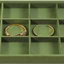 Dansmiy Velvet Ring Display Tray Stackable Multi Slot Jewelry Organizer for Rings Ear Studs Drawer Insert Accessories Showcase Storage (Olive Green)