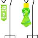 Qualirey 2 Pack Japanese Beetle Trap Stand with Shepherds Hooks for Outdoor, 32 Inch Metal Stand with 3 Prongs Base for Hanging Japanese Beetle Traps (Trap Not Included)