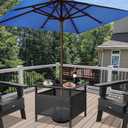 LZRS Adirondack Square Outdoor Side Table with Umbrella Hole, Pool Composite Patio Table, HDPE End Tables for Backyard, Pool, Indoor Companion, Easy Maintenance & Weather Resistant (Black)