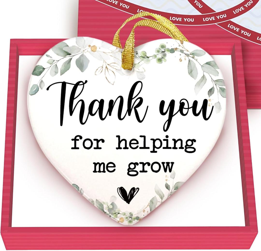 Gossby Gift for Teacher Women, Men - Thank You for Helping Me Grow Christmas Ornament - Appreciation, Thank You, for Teacher from Student - 2025 Xmas Tree Decor