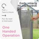 Retractable Baby Gate Perma Child Safety 41" Tall x 71 Wide, Mesh, for Stairs, Doorways, Dogs, Pets, Indoor, Outdoor, One-Handed Operation, Locking, Easy Install, Hardware Mount, Gray