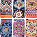 Bohemian Floral Kitchen Towels Set of 6 - Absorbent 24x16 Inch Dish Towels with Boho Mandala Design, Colorful Dish Cloths for Drying, Gift for Chef, Cook, Women, Housewarming & Hostess