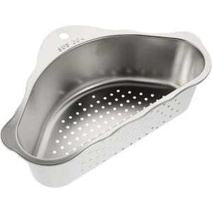 Stainless Steel Triangle Sink Drain Basket with Suction Cup Kitchen Strainer for Food Storage and Efficient Water Drainage 9.64X6.1X2.95 Inches