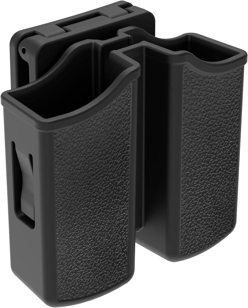 Universal Double Magazine Holder - Lightweight and Durable Double Magazine Pouch for 9mm/.40/.357/.380 Calibers, Adjustable Mag Pouch for Glock, Taurus, Beretta, Sig, H&k, Cz, S&w, Colt (Belt Clip)