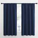 NICETOWN Bedroom Curtains Blackout Draperies - All Season Thermal Insulated Solid Rod Pocket Top Blackout Curtains/Drapes for Kid's Room (Navy, 1 Pair, 42 x 63 Inch)