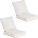 COZYVIDA Outdoor Deep Seat Cushion Set of 2,23.5" x 25"x5.1" Patio Cushions Resilient Foam Filling, Water-Resistant Stain-Resistant UV-Resistant 1000+ Hrs, Weather Resistant,YKK Zippers,Almond, 23.5"x25"x5.1" 2sets