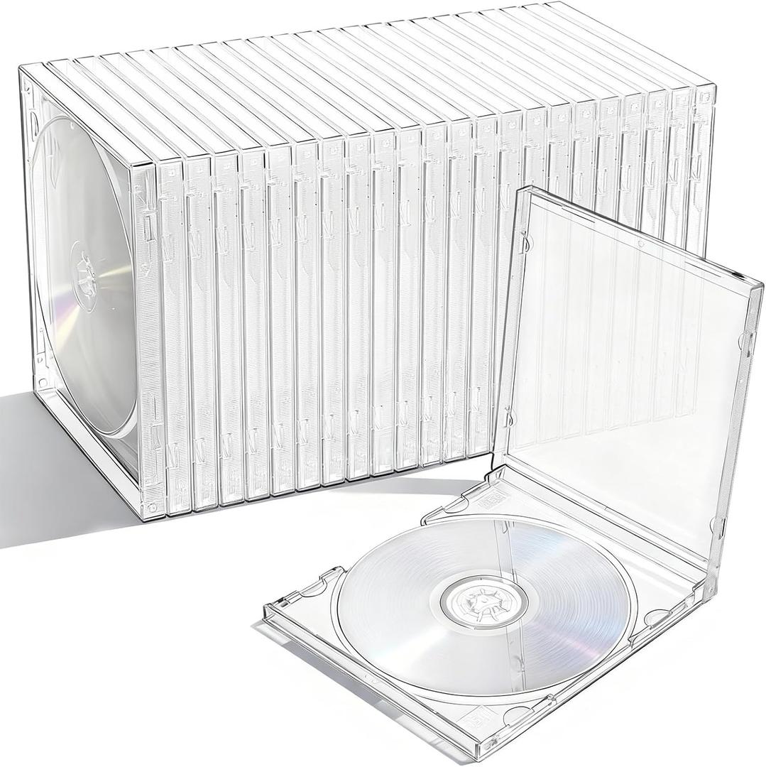 25 Pcs 10.4 mm CD Jewel Cases, Clear Plastic Single DVD Disc Case 5.6 x 4.8 Inch Standard CD DVD Protection Cover