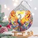 Stained Glass Ornaments - Phoenix Christmas Ornaments - Christmas Decorations for Tree - Holiday Present Ideas - Gift Exchange (Phoenix Spreading Wings)