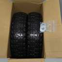 12'' Flat Free Tires Rubber Replacement Solid Tire and Wheel Assemblies for Hand Trucks Garden Cart Wheelbarrow - 3.5Wide Polyurethane Tires 2.1 Hub with 5/8 Inch Axle Borehole (410/350-6)