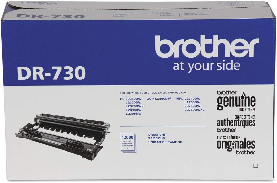 Brother Genuine DR730 Drum Unit, Up to 12,000 Page Yield (Not a Toner) | DR-730 Drum Unit with 12,000 page yield for Brother laser printers, monochrome printing and document replacement