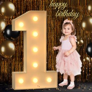 3FT Marquee Numbers, Light Up Numbers 1 for 1st 16th 21st Birthday Decorations, Big Numbers for Party Decorations, Large Light Up Numbers for Party Decor DIY Pre-Cut Foamboad Mosaic Numbers