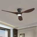 TALOYA 52 Inch Ceiling Fans with Led Lights Remote Control Flush Mount Low Profile for Bedroom Farmhouse Patio Outdoor Living Room Kitchen Dining Room,DC Motor,Reversible,Buzzer ON/OFF,Black Walnut