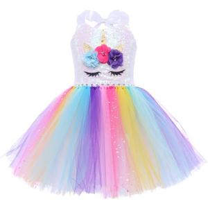 Girls Unicorn Princess Costume Birthday Party Dress Halloween Cosplay Outfits Small