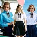 Bow Tie for Women Girls, Rhinestone Bowtie Pre-tied Womens Neck Tie for Shirt Uniform Wedding (Black-adjustable Style)