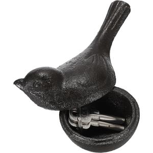 Sumnacon Spare Key Hider Outside Cute Bird Garden Decoration Secret Key Holder for Yard Porch Lawn Bushes, Heavy Cast Iron Hidden Keys Storage Vintage Outdoor Statue for Jewelry Ear Studs, Ring
