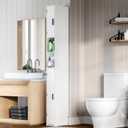 MOHOPE Narrow Bathroom Storage Cabinet - Tall Bathroom Cabinet with 2 Doors and Adjustable Shelves, Open Compartments, Slim Freestanding Cabinets for Small Space and Toilet, White