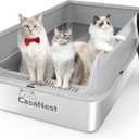 XXXL Stainless Steel Litter Box, 28.1'' Metal Cat Litter Box for Big Cats & Multi-Cat Homes, Low Entry, High Sides, Easy Clean