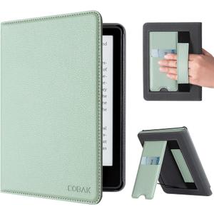CoBak Case with Stand for Kindle Paperwhite - Durable PU Leather Cover with Auto Sleep Wake, Card Slot, Hand Strap Feature - Fits Kindle Paperwhite 11th Generation 6.8" Signature Edition 2021 Released (Agave green)