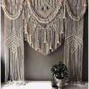 SN HANDICRAFTS Handmade Macrame Large Curtain Bohemian Boho Decoration Backdrop Wedding Wall Hanging W 75 x 85 Inch, Natural