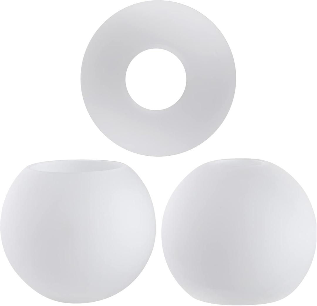 3 Pack Frosted Opal White Glass Globes for Light Fixtures Replacement, 5.9" Diameter, Soft White Round Glass Globe Lampshade Cover for Pendant Light Wall Sconce Chandelier, 1-5/8 Inch Fitter