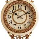 SHISEDECO Elegant, Traditional, Decorative, Hand Painted Modern Grandfather Wall Clock Fancy Ethnic Luxury Handmade Decoration, Swinging Pendulum for New Room or Office. Large. 29.5 Inch. (Yellow)
