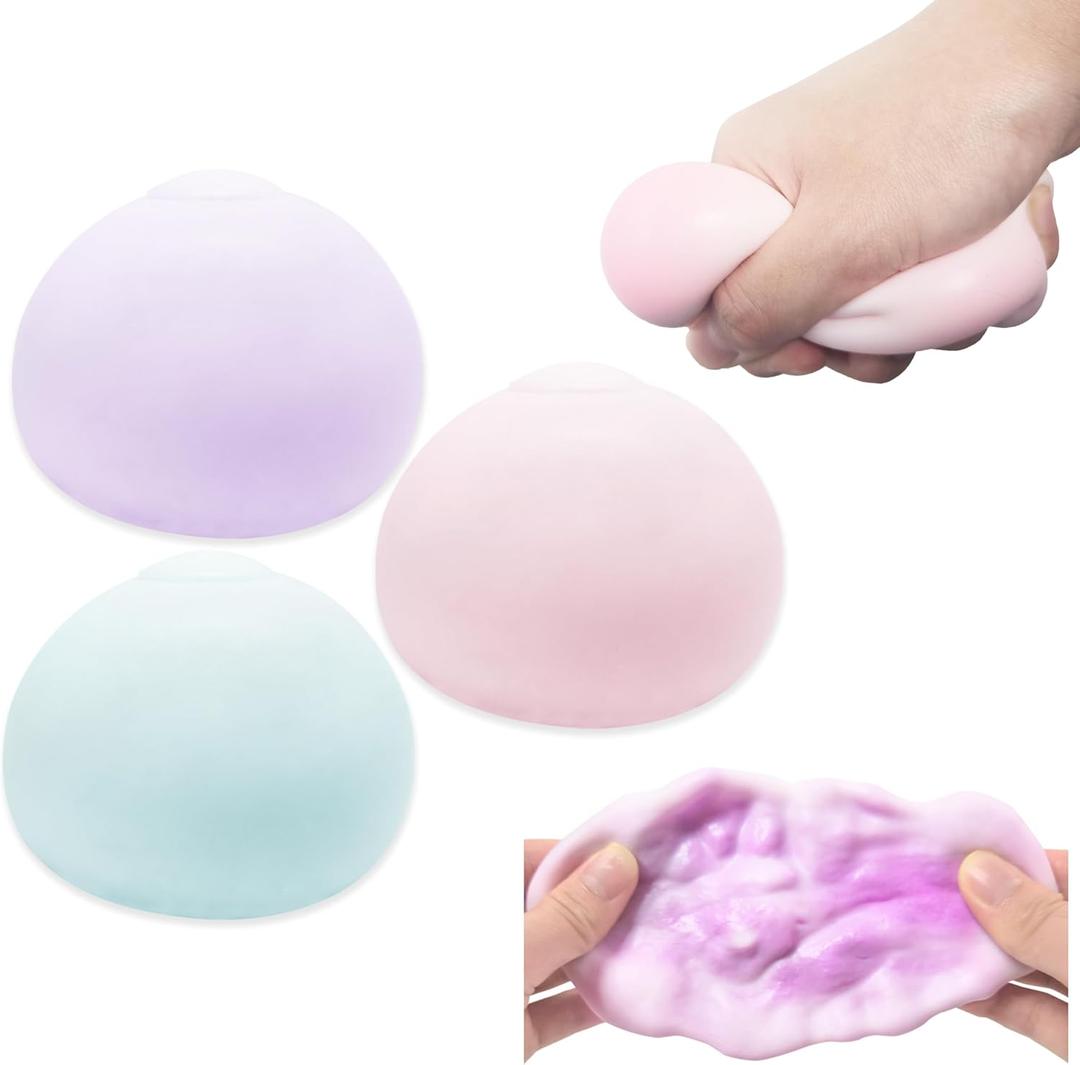3 Pack Squishy Toys Stress Balls, Sand Squishy Balls ASMR Toys with Air Pumps Smoothie Balls for Stress Relief, Squeeze Fidget Toys for Party Favors