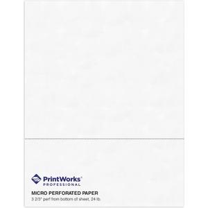 PrintWorks Professional 3 2/3" Horizontal Perforated Paper 8.5” x 11” - Perfect For W-2, 1099, & Statement Use - Made in the USA - 500 Sheets - 24 lb - Printer Compatible - White (04126)
