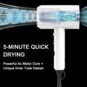 Slopehill Professional Ionic Hair Dryer, Powerful 1800W Fast Drying Low Noise Blow Dryer with 2 Concentrator Nozzle 1 Diffuser Attachments for Home Salon Travel (White)