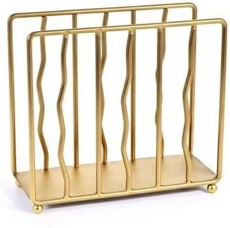 Mluyeri Napkin Holder for Table,Gold Modern Iron Standing Napkin Dispenser for Paper Napkins & Kitchen Dining & Countertops Cocktail Upright Napkin Holder Dispenser Suitable for All Room Decors, 2.56"D x 6.42"W x 5.7"H