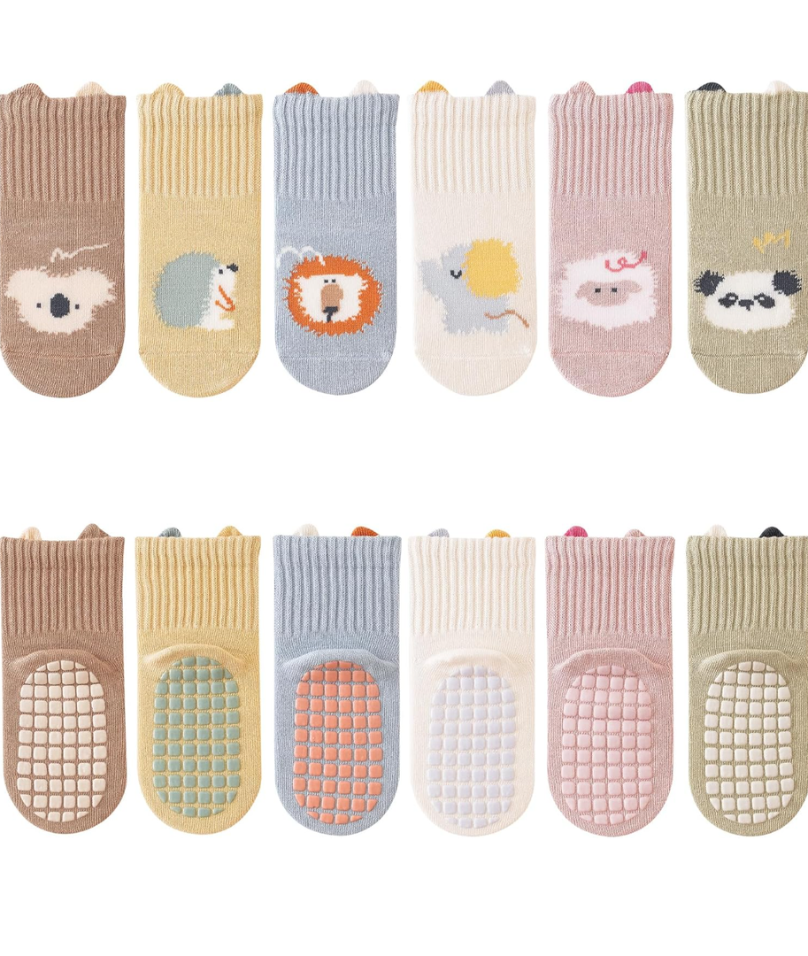 VWU Baby Crew Socks with Grips Unisex Toddler Infant Cotton tube Socks 0-5 Years