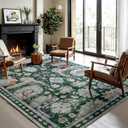 8x10ft Machine Washable Area Rug, 120 * 96" Large Ultra Soft Rugs with Non-Slip Backing & Durable Edge Binding, Vintage Fluffy Indoor Low-Pile Carpet for Living Room, Bedroom, Dinning, Kitchen