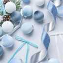 Syhood 38 Pcs Christmas Velvet Ornaments Decor Kit 2.36'' 18 Pcs Christmas Tree Ornaments Balls 18 Vintage Velvet Bows 5.5 Yard Ribbon for Xmas Tree Hanging Decorations, Blue