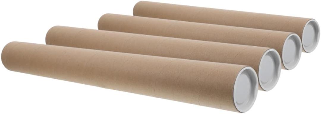 STOBOK 4pcs Heavy-duty Kraft Paperboard Mailing Tube Round Cardboard Shipping Tube Secure Caps for Art Blueprints
