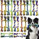 24 Pack Large Dog Rope Toys 10 Inch Chew Toys Bulk Natural Cotton Dog 2 Knot Dog Toy 2 Knots Chew Rope Toy Teething Rope Toys for Aggressive Chewers and Medium Dogs