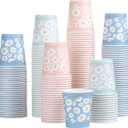 Lamosi 3 oz Bathroom Cups 300 Pack, 3 oz Paper Cups, Mouthwash Cup, Mini Paper Cup for Parties, Picnics, Barbecues, Travel and Events (3OZ, Daisy)
