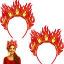 Thiccywoov 2 Pcs Fire Flame Headband Pentecost Hair Accessories Glitter Felt Pentecost Decoration for Cosplay Party Costumes