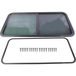 48" W x 22" H Horizontal Sliding RV Window W/Net Screen, Easy-Slide Design, DOT-Approved Black Tempered Glass, Suitable for 1-1/2" Wall Thickness for Cargo Travel Trailer, Camper, Cargo Van Vahaha