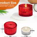 JOYIT Red Votive Candle Holders Bulk Set of 12, Tealight Candle Holder for Wedding Table Centerpiece, Glass Small Candle Holders for Birthday Party, Valentine's Day, Home Decor (2''X 1.4'')